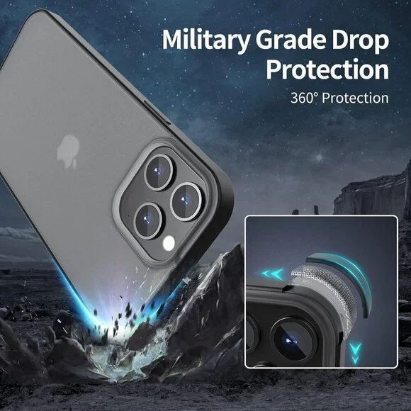 Black Rim Smoke Translucent Case iPhone 12/12 Pro Slim Shockproof Partial Matte - Picture 2 of 8